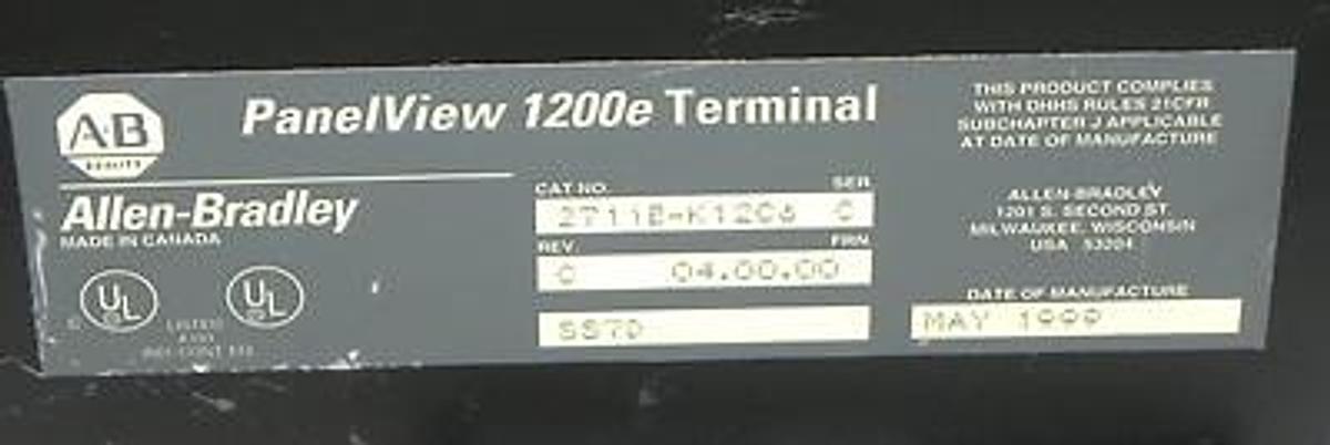 Used ALLEN BRADLEY 2711E-K12C6 PANELVIEW 1200E TERMINAL 2711EKI2C6