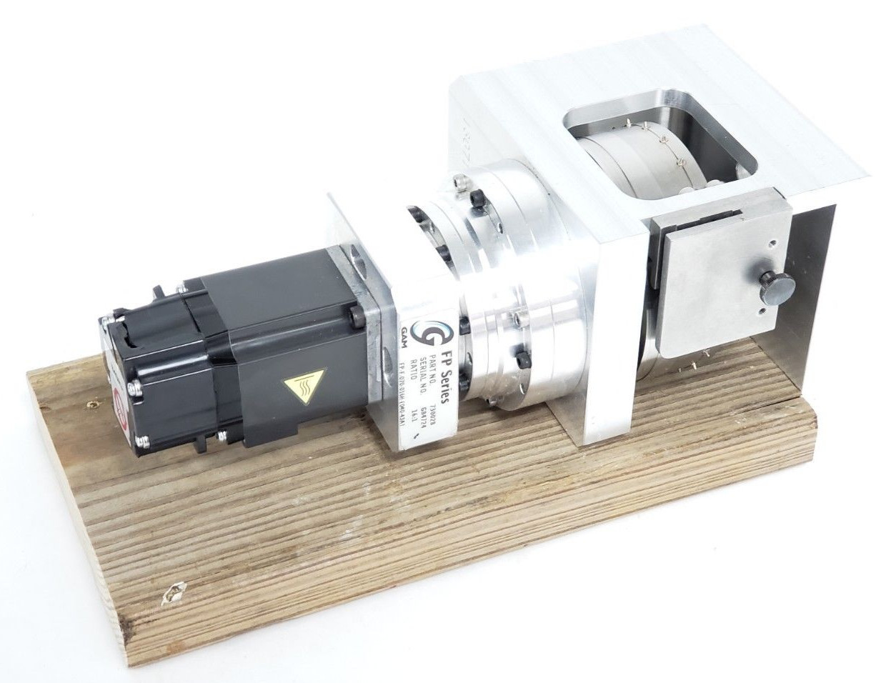 Used GAM GEAR 730028 FP SERIES GEARHEAD 16:1 RATIO W/ HG-KR13 SERVO MOTOR & BASE