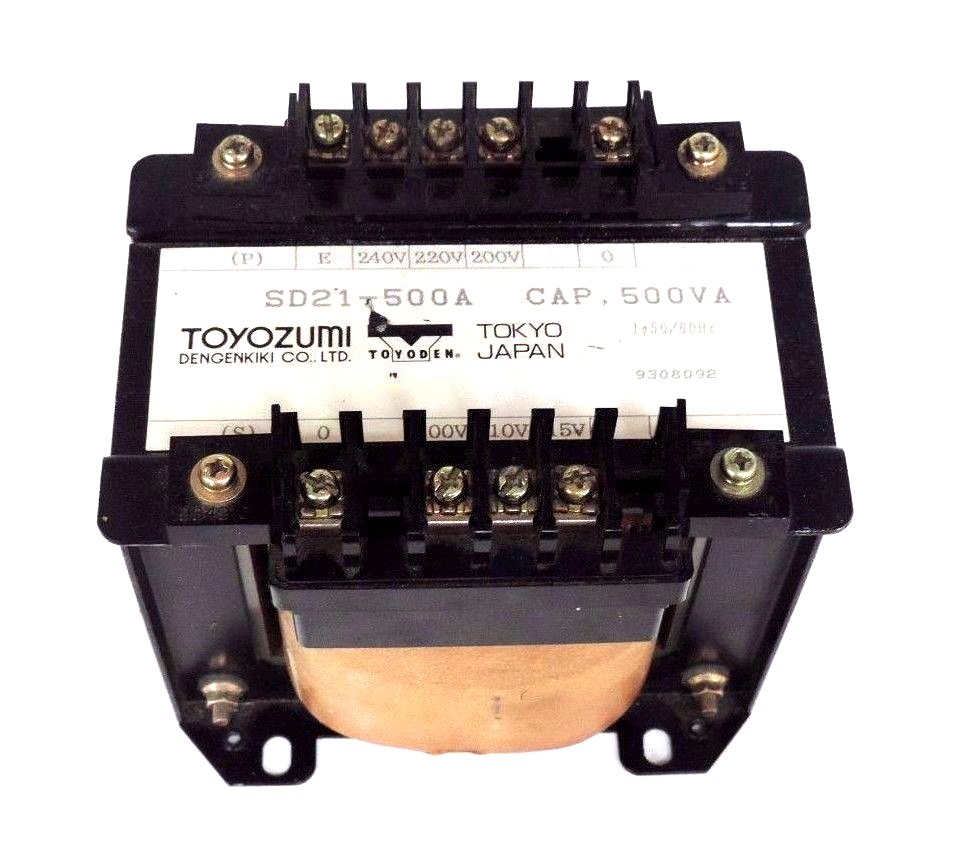 Used TOYOZUMI DENGENKIKI SD21-500A TRANSFORMER 500VA, 50/60HZ, SD21500A