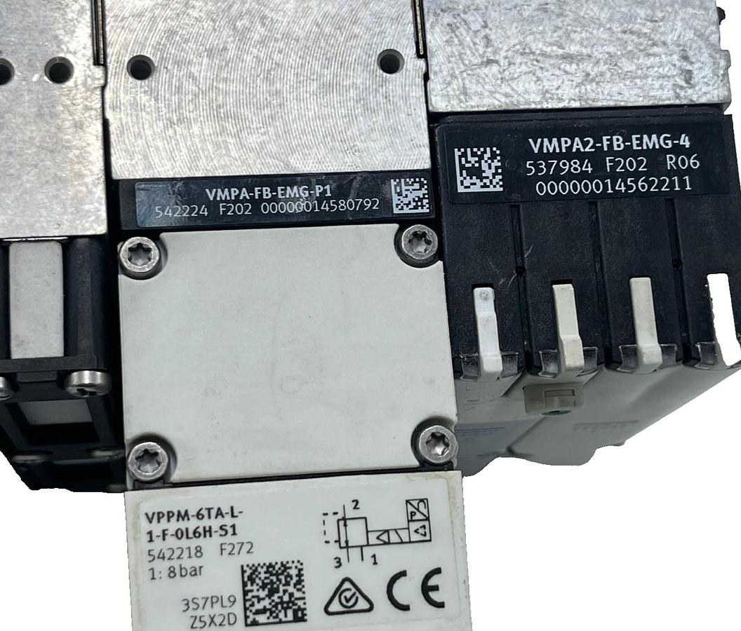 Used Festo MPA-S Valve Manifold | 2x VPPM-6TA Proportional Valves | 3x VMPA2 Solenoid