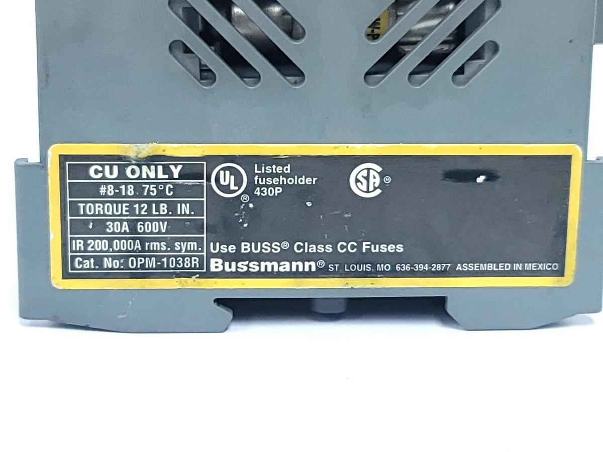 Used LOT OF 2 COOPER BUSSMANN OPM-1038R FUSE BLOCKS 30A 600V