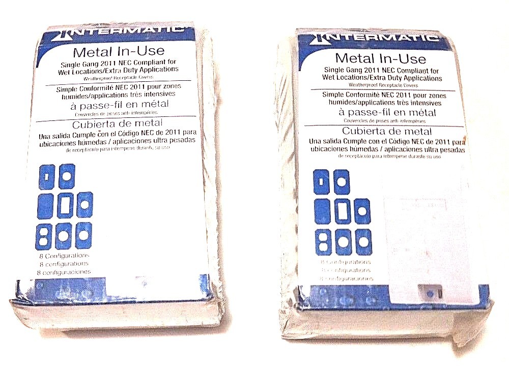 LOT OF 2 NEW INTERMATIC, WP1010MXD METAL IN-USE RECEPTACLE COVERS 3-1/8" DEPTH