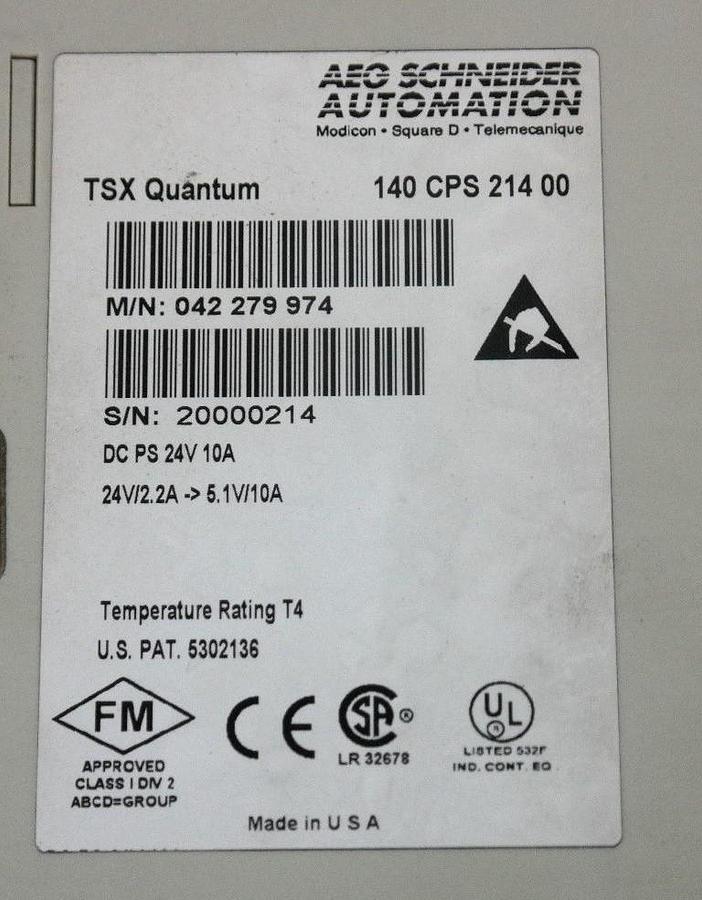 Used AEG SCHEIDER 140 CPS 214 00 POWER SUPPLY 042279974 PS 24VDC, 8/10A, 140CPS21400