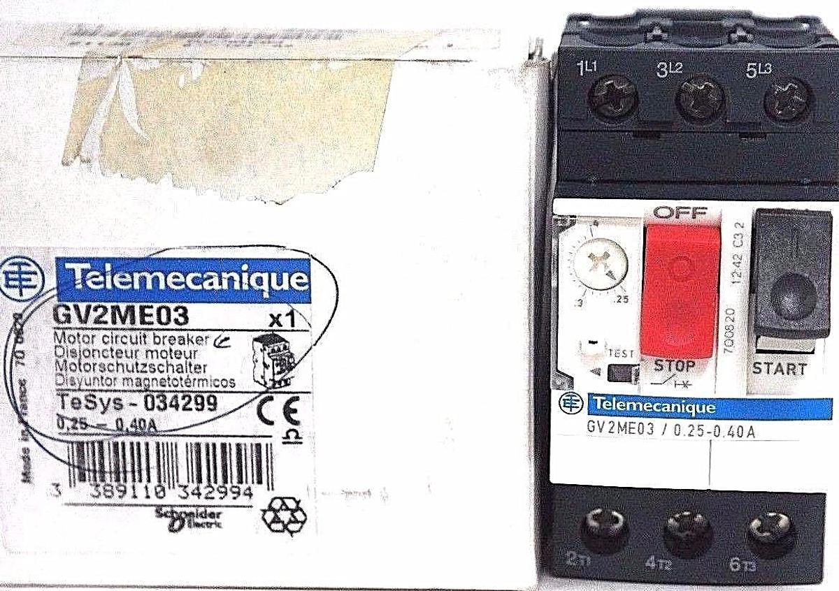 Used NIB TELEMECANIQUE GV2ME03 MOTOR CIRUIT BREAKER TESYS-034299 0,25-0/40A, GV2-ME03