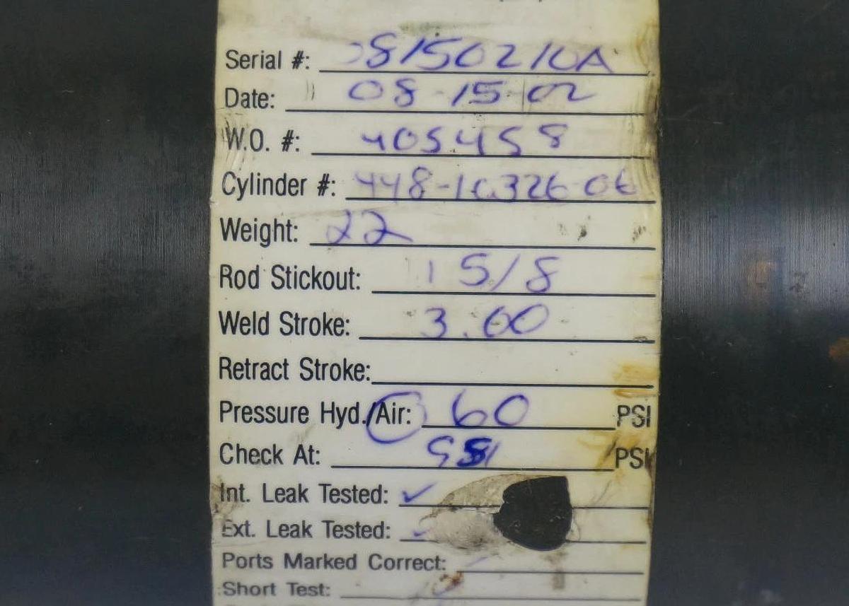 Used MILCO MANUFACTURING 448-10326-06 CYLINDER 4481032606