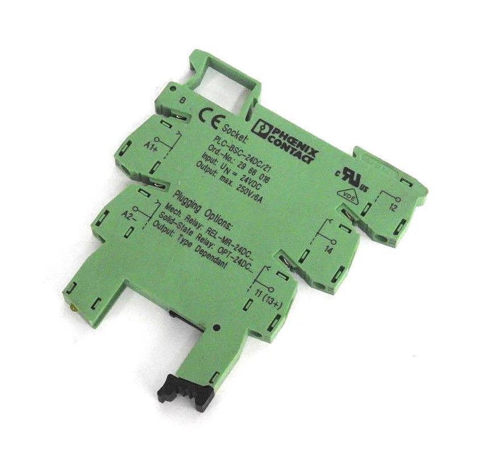 Used LOT OF 3 PHOENIX CONTACT PLC-BSC-24DC/21 TERMINAL BLOCK RELAY MODULES 2966016