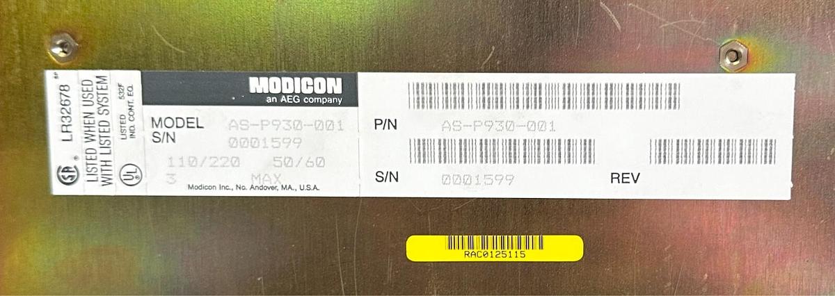 Used AEG MODICON AS-P930-001 / ASP930001 P930 POWER SUPPLY 110/220V 50/60Hz