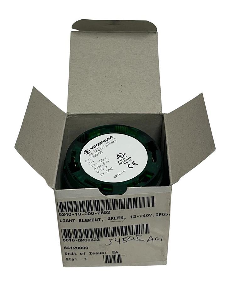 WERMA 641 200 00 / 64120000 PERMANENT LIGHT ELEMENT GREEN 12-230VAC/DC NSMP