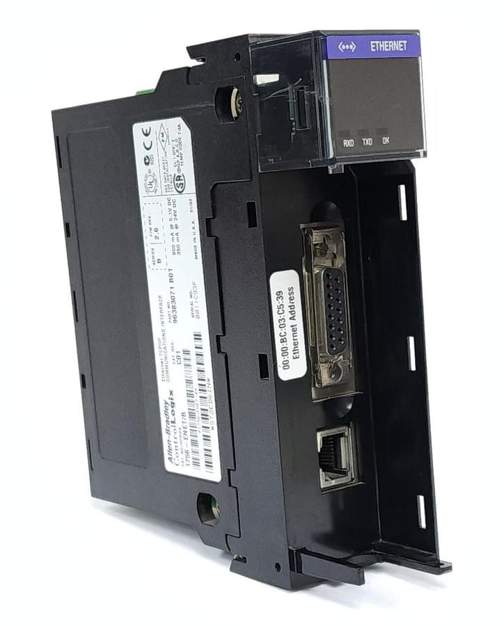 Used ALLEN BRADLEY 1756-ENET/B CAT. REV. C01 CONTROLLOGIX COMMUNICATIONS MODULE