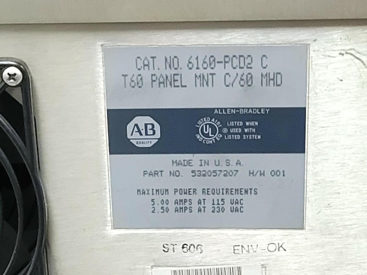 Used ALLEN BRADLEY 6160-PCD2 OPERATOR INTERFACE TERMINAL MNT C/60 MHD T60 SER. C