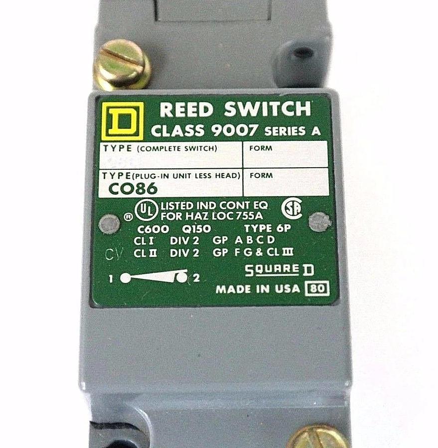 Used NIB SQUARE D 9007-C86L REED LIMIT SWITCH CO86, SER. A, 600V, 5A, CT-54, 9007-L