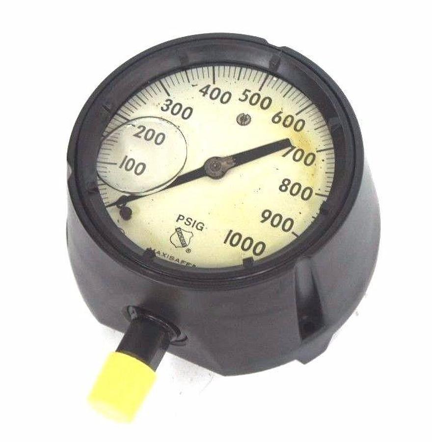 Used NEW ASHCROFT 202A244-09 GLYCERINE FILLED PRESSURE GAUGE 0-1000 PSIG, 202A24409