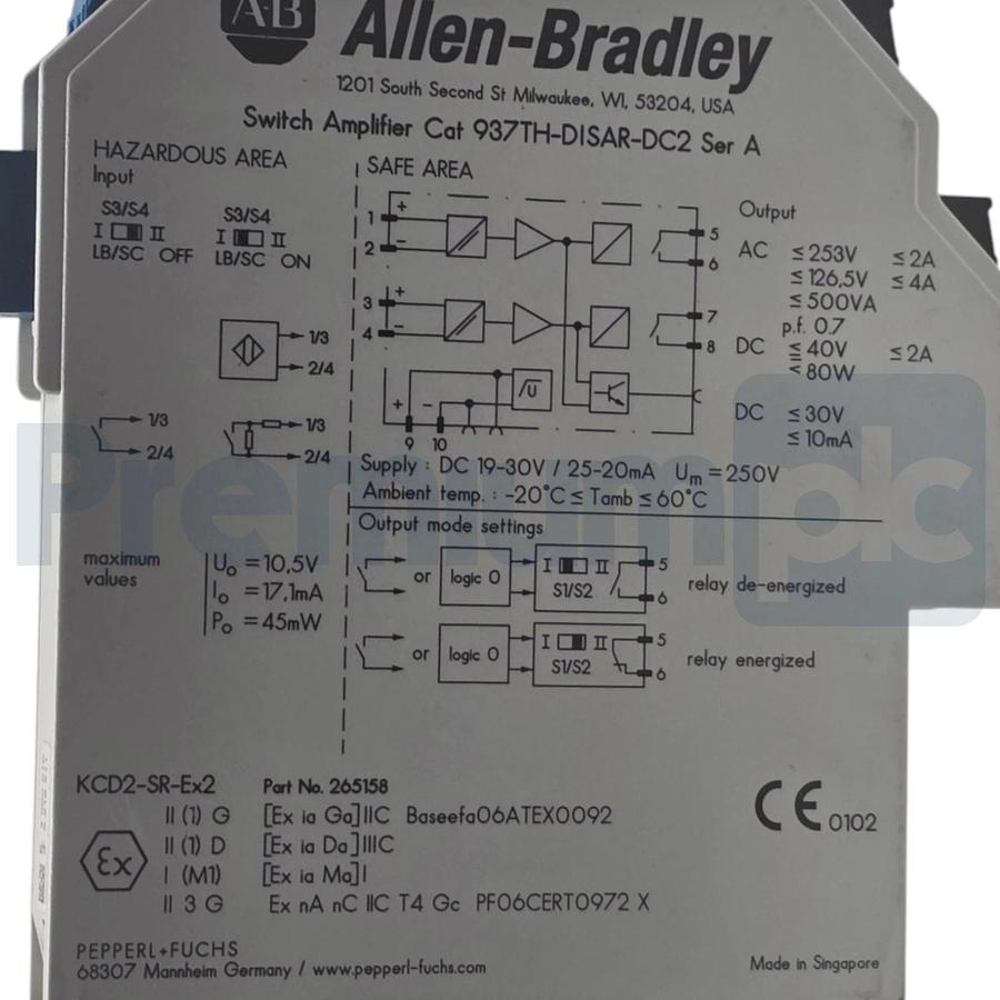 Allen Bradley 937TH-DISAR-DC2 /A 2-Channel Switch Amplifier 24V KCD2-SR-Ex2 NUPI
