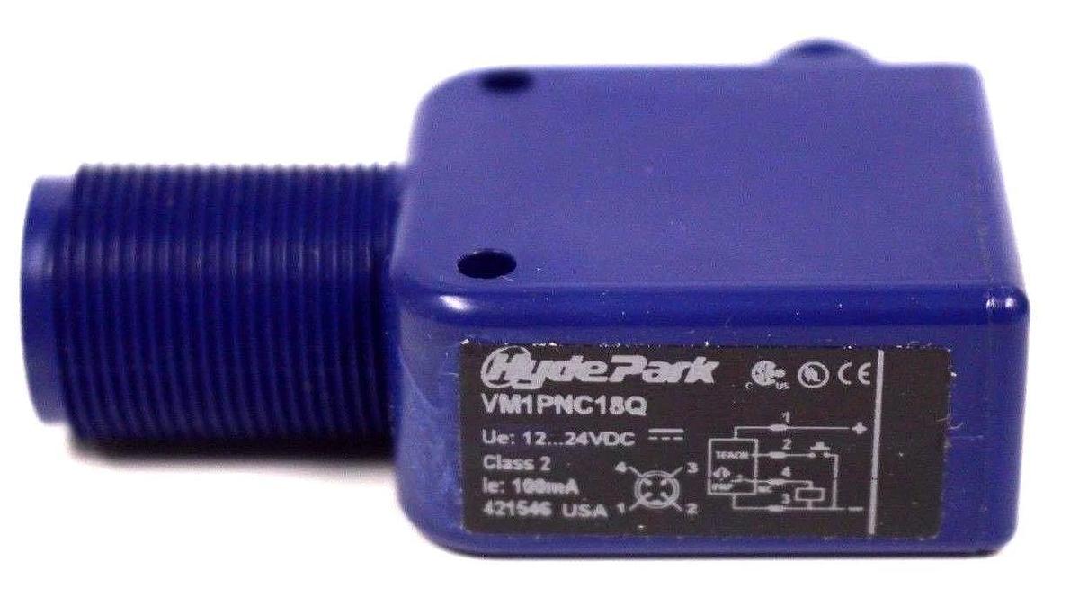 Used NIB HYDE PARK SCHNEIDER VM1PNC18Q ULTRASONIC PROXIMITY SENSOR VM1-PNC-18-Q
