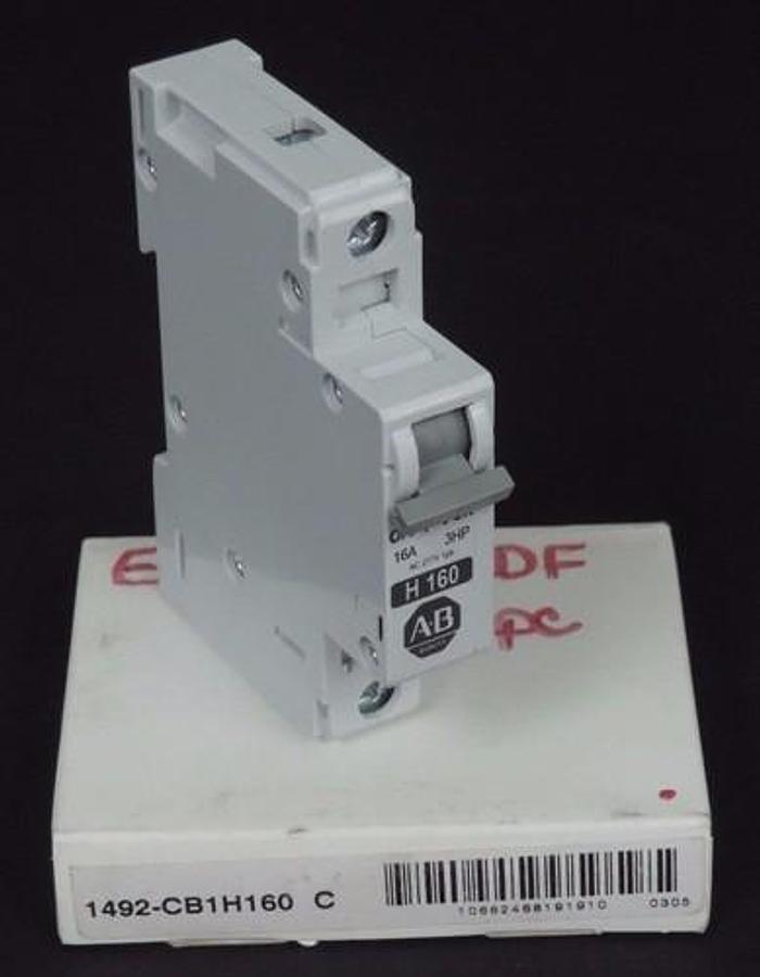 Used NIB ALLEN BRADLEY 1492-CB1H160 ENERGY LIMITING CIRCUIT BREAKER SER C 1492CB1H160