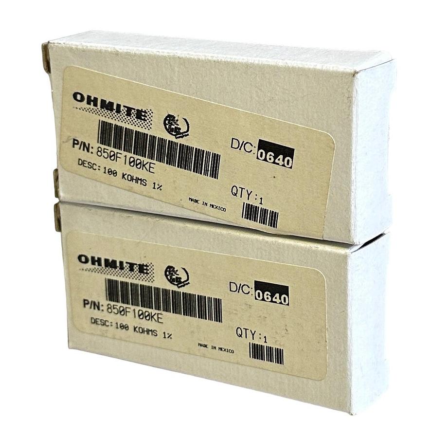 Used 2 NEW OHMITE 850F100KE WIREWOUND RESISTORS 100KOHMS 50W 1.7KV