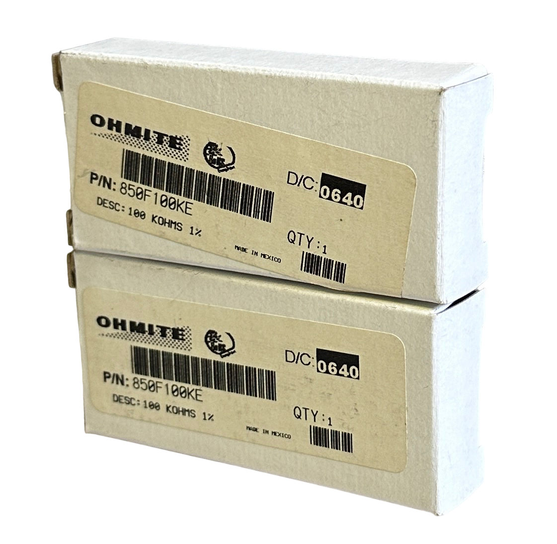 Used 2 NEW OHMITE 850F100KE WIREWOUND RESISTORS 100KOHMS 50W 1.7KV