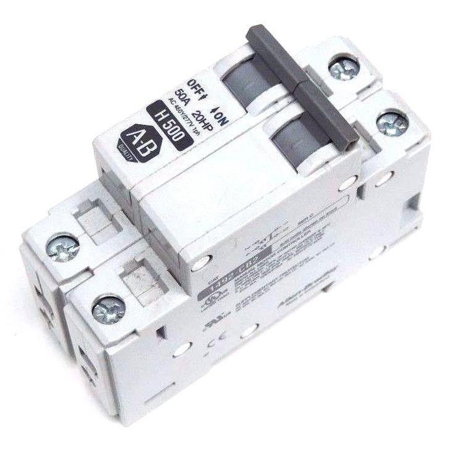 Used ALLEN BRADLEY 1492-CB2H500 CIRCUIT BREAKER SER C, 50A, 20HP, 1492CB2H500