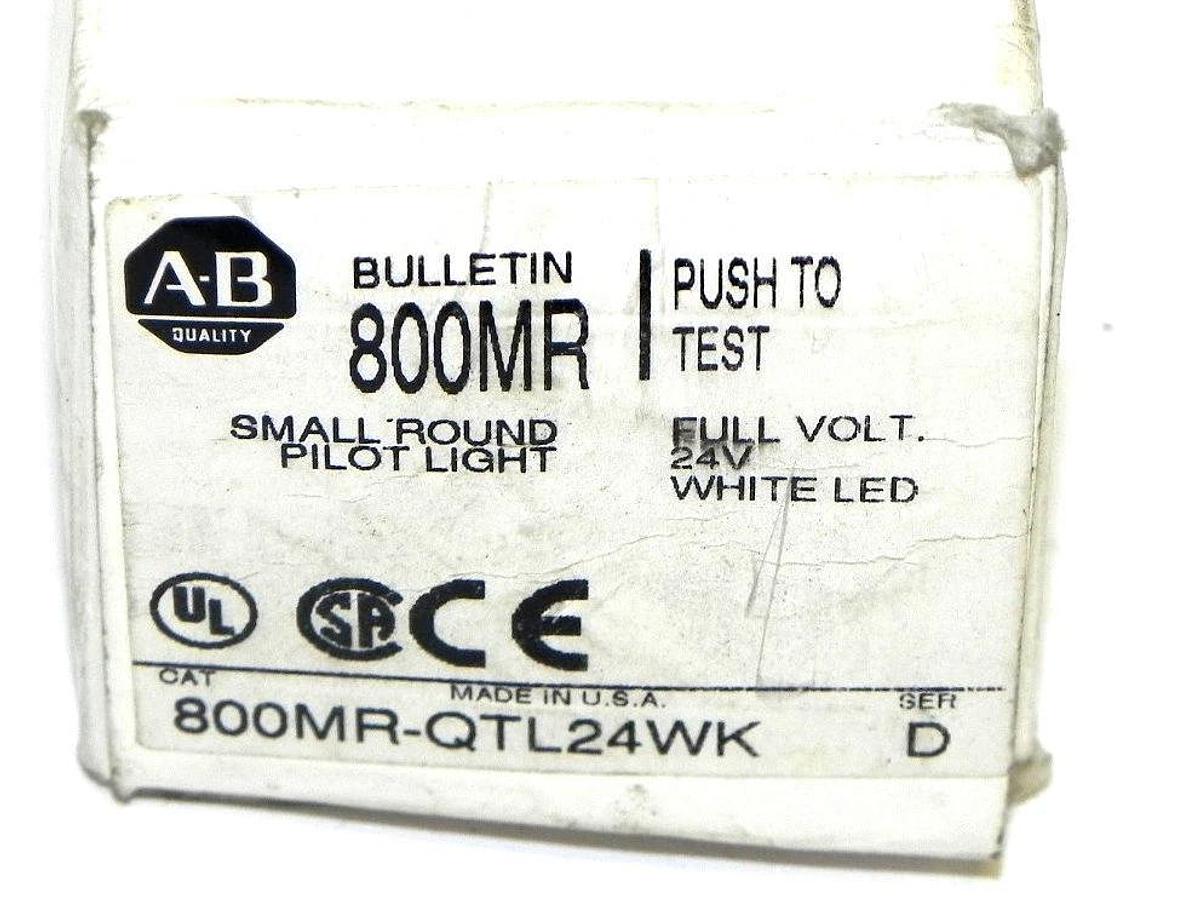 Used NEW ALLEN BRADLEY 800MR-QTL24WK SMALL ROUND PILOT LIGHT SER. D 24V WHITE LED