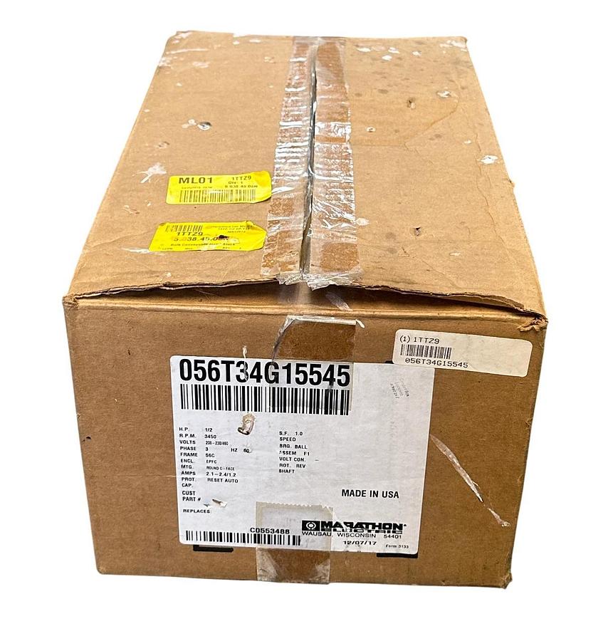 Used MARATHON ELECTRIC 056T34G15545 HAZARDOUS LOCATION MOTOR 1/2HP 56T34G15545 USMP