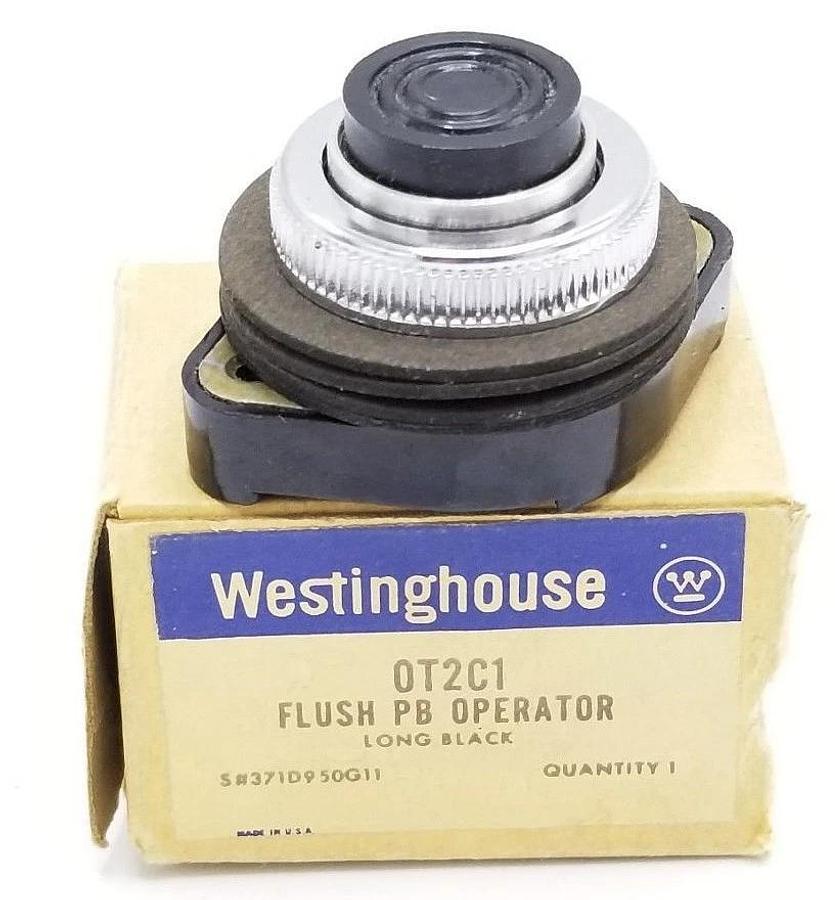 Used WESTINGHOUSE OT2C1 LONG BLACK FLUSH PUSHBUTTON OPERATOR