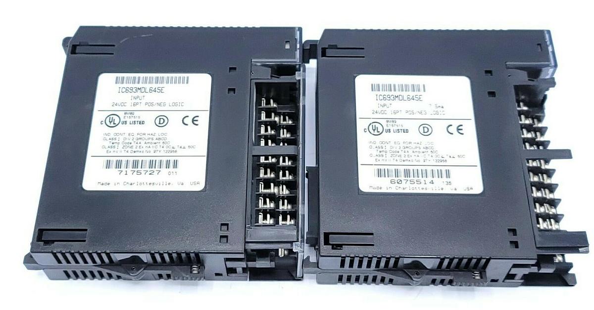 Used LOT OF 2 GE FANUC IC693MDL645E INPUT MODULES 24VDC 16PT POS/NEG/ LOGIC