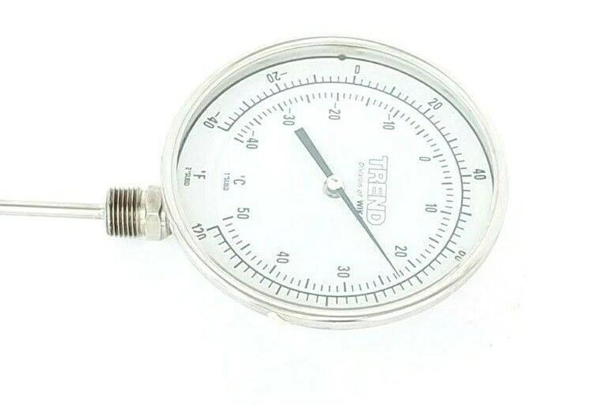 Used WIKA TREND -40 TO 120 DEG F / -40 TO 50 DEG C THERMOMETER, 12" STEM