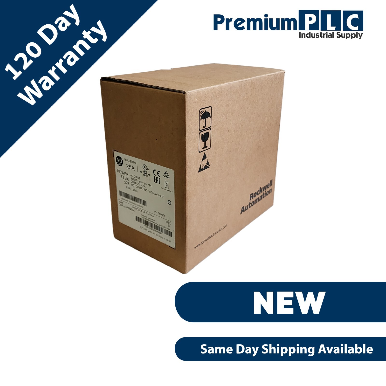 Used NEW ALLEN BRADLEY 25A-V4P8N104 /B POWERFLEX 523 AC DRIVE 0.75kW/1.0HP FRN. 3.001