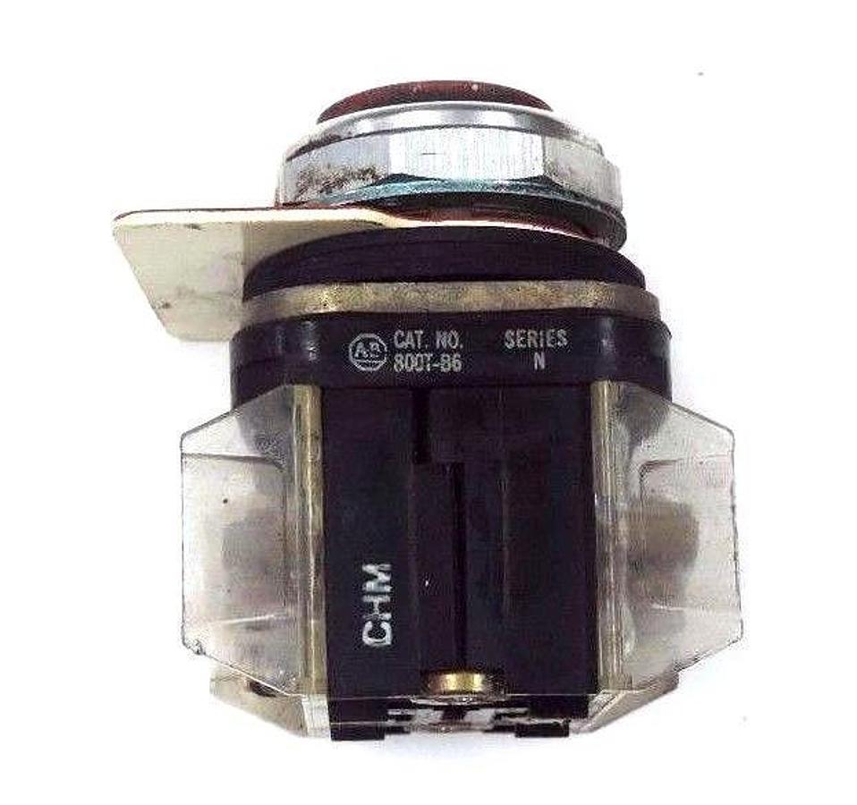 Used ALLEN BRADLEY 800T-B6 PUSHBUTTON 800TB6 SER. N W/ 800T-XA SER. C CONTACTS