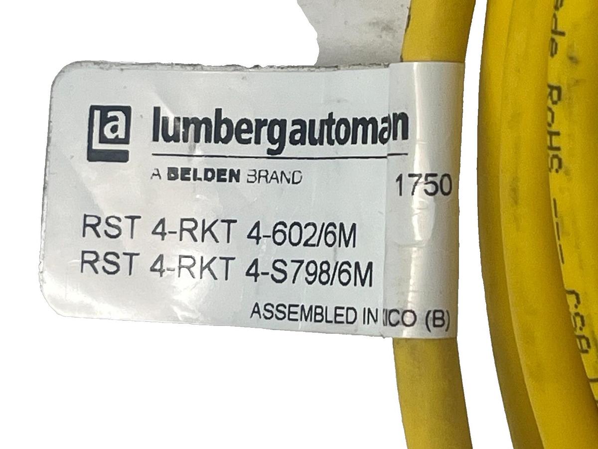 Used LUMBERG RST 4-RKT M12 Male Straight to Female Straight 4-Pin Cordset 1.75 meters