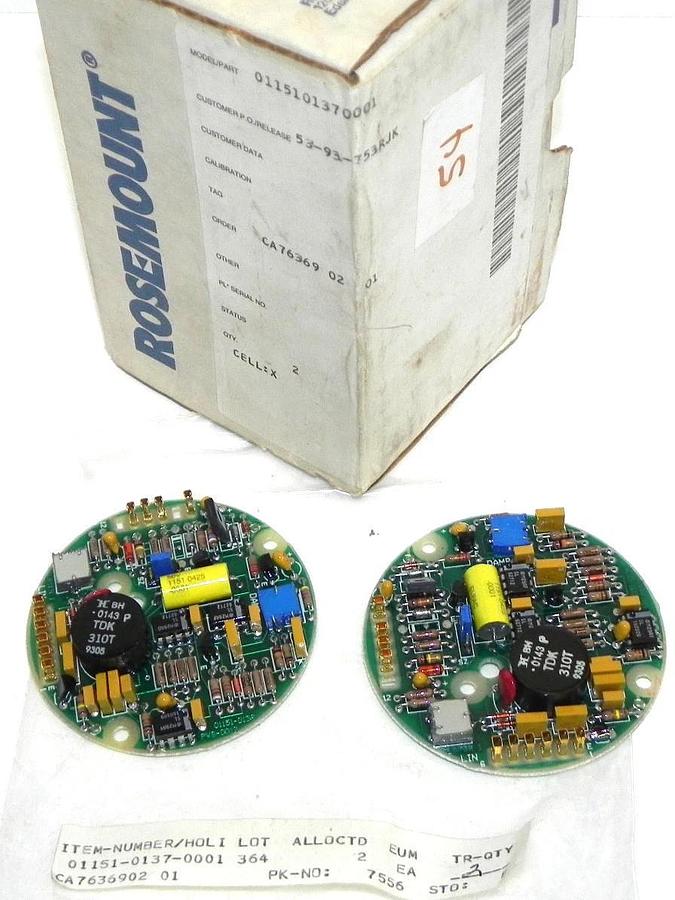LOT OF 2 NEW ROSEMOUNT 01151-0137 PC BOARD AMPLIFIER 3'' DIA. 01151-0137-0001