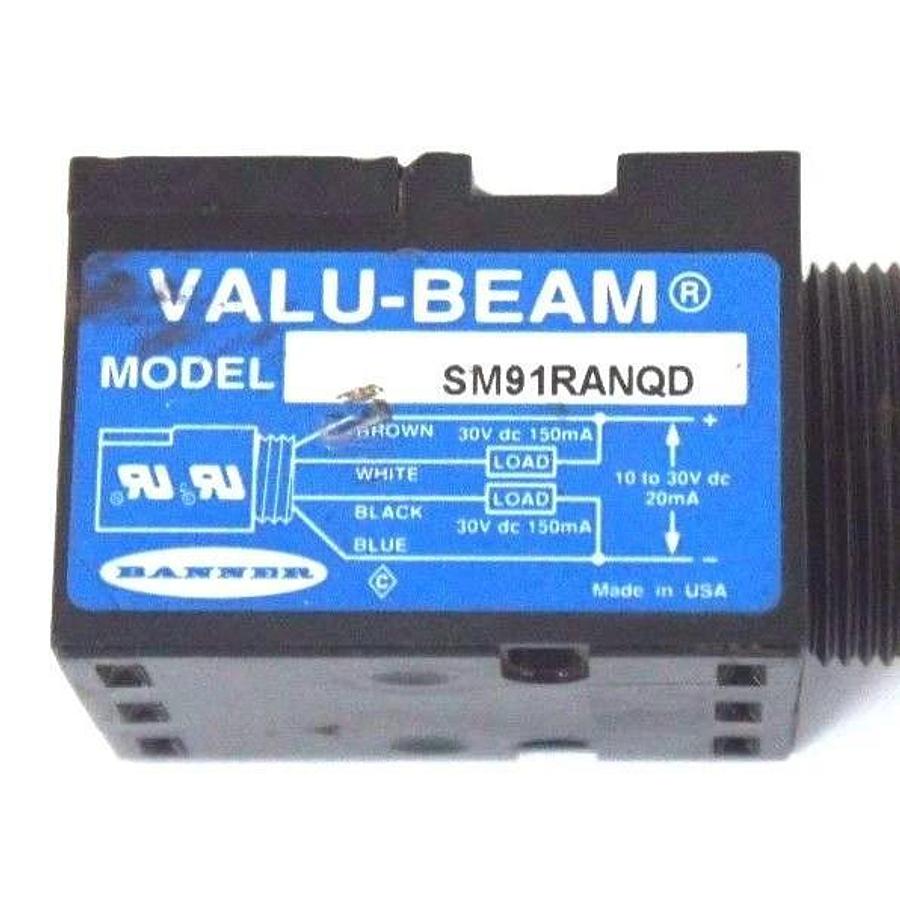 Used BANNER SM91RANQD VALU-BEAM RECEIVER 39554, 10 TO 30V DC, 200mA