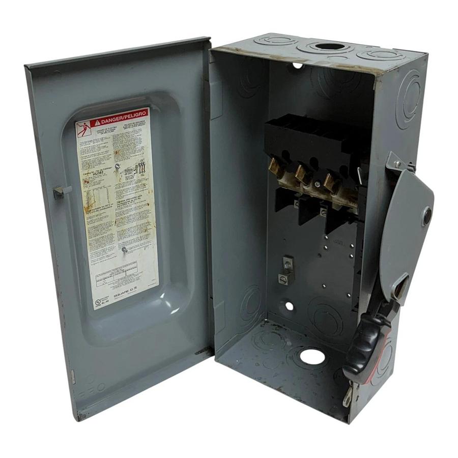 Used Square D HU362 Safety Switch 60A 600VAC 600VDC 3 Pole Non-Fusible Disconnect