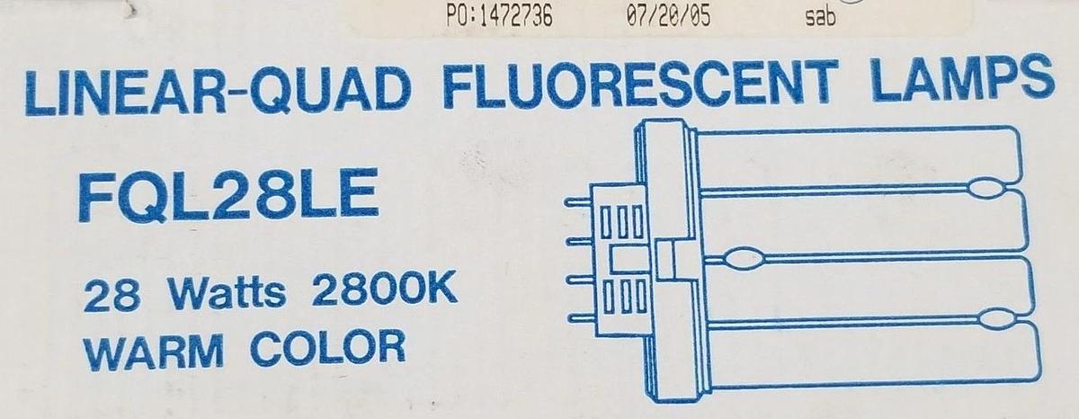 Used NIB PANASONIC FQL28LE LINEAR COMPACT FLUORESCENT LIGHT 4-PIN 28W 2800K WARM