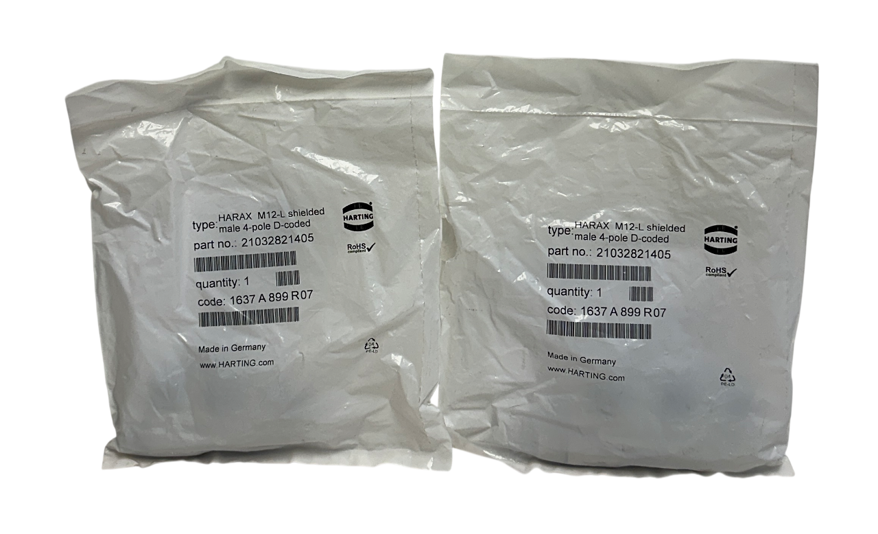 2 HARTING 1637 A 899 R07 / 21032821405 HARAX M12-L shielded male 4-pole OEM NSFS