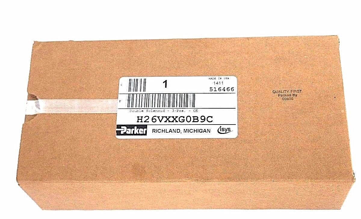 FACTORY SEALED  PARKER H26VXXG0B9C DOUBLE SOLENOID VALVE 145PSIG, 24VDC, 3.2W