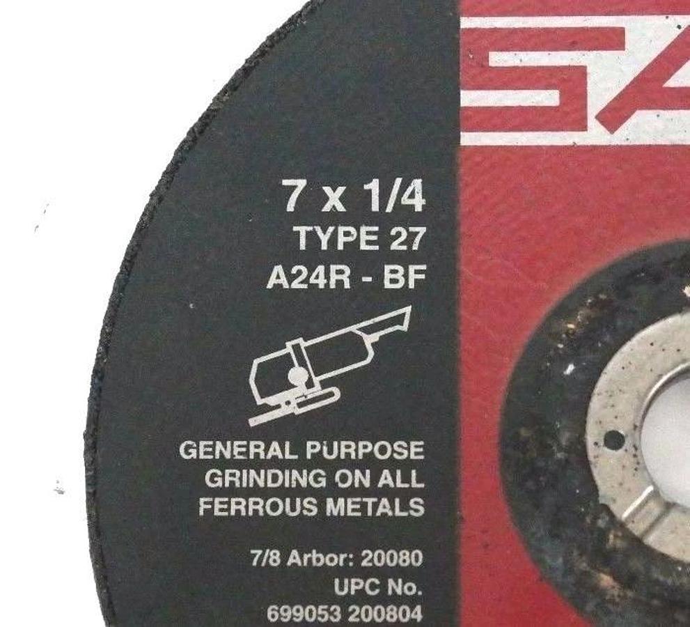Used LOT OF 3 NEW UNITED ABRASIVES INC A24R-BF GRINDING WHEELS 7 X 1/4 TYPE 27