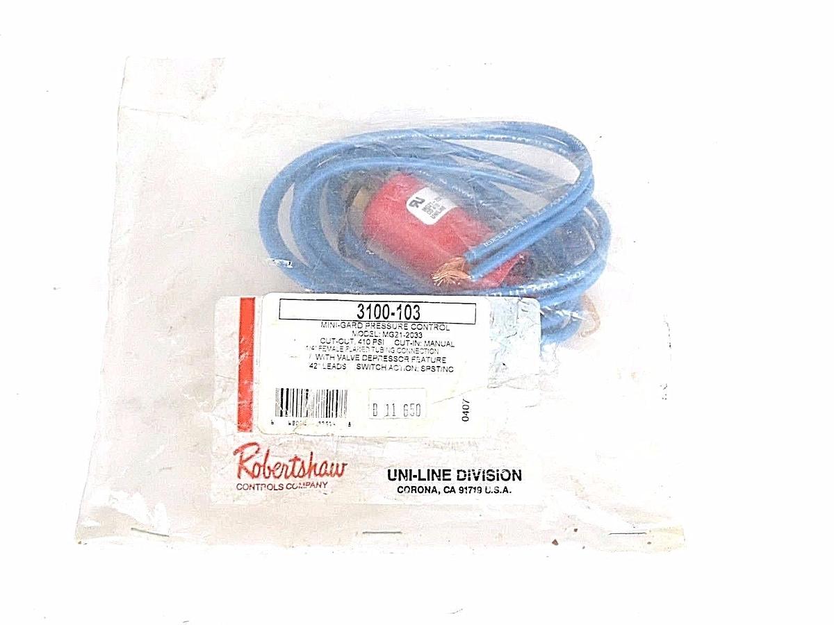 NEW ROBERTSHAW 3100-003 MINI-GARD PRESSURE CONTROL MODEL: MG21-2033