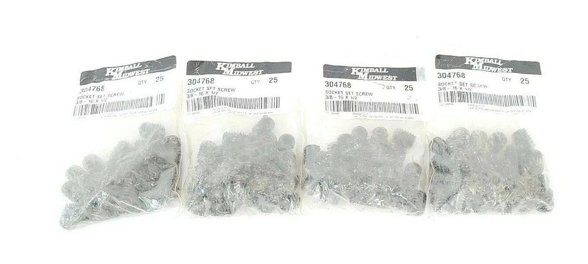 Used LOT OF 100 NEW KIMBALL MIDWEST 304768 SOCKET SET SCREWS 3/8-16X1/2