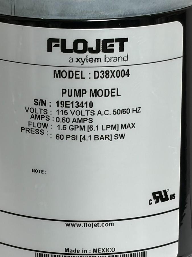 Used Flojet D38X004 Duplex II Diaphragm Demand Pump 115V 1.6 GPM 60 PSI New