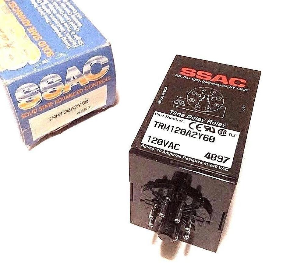 Used NIB SSAC TRM120A2Y60 TIME DELAY RELAY 120VAC, 1-60SEC, 4897