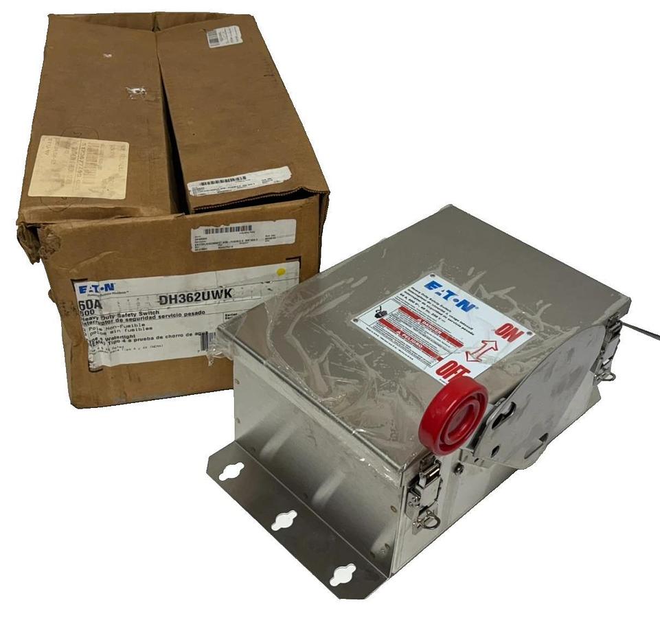 Eaton DH362UWK Heavy Duty Safety Switch 60A 3P 600V Non-Fusible NEMA 4X S.S NEW