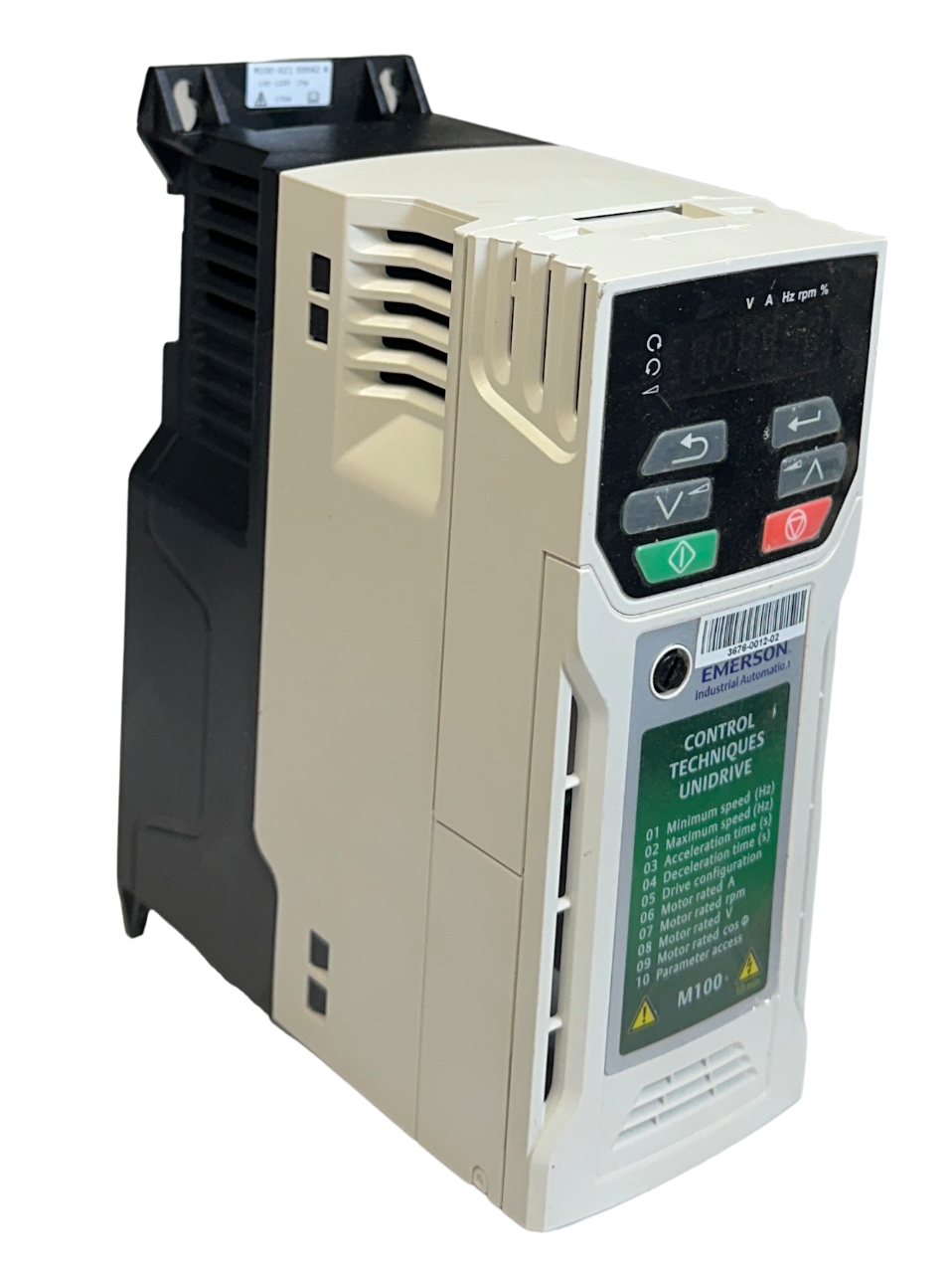 Used EMERSON CONTROL TECHNIQUES M100-021 00042 A / M100 UNIDRIVE 1HP 100-120V IN USNP