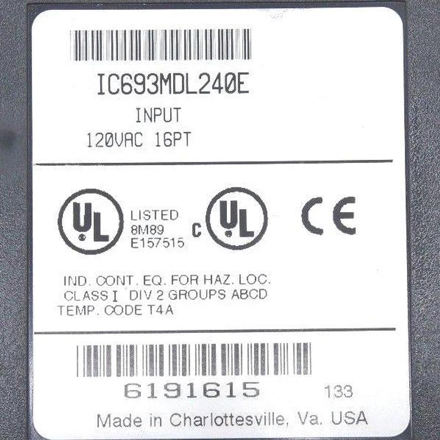 Used LOT OF 10 GE FANUC IC693MDL240E INPUT MODULES 120VAC, 16POINT