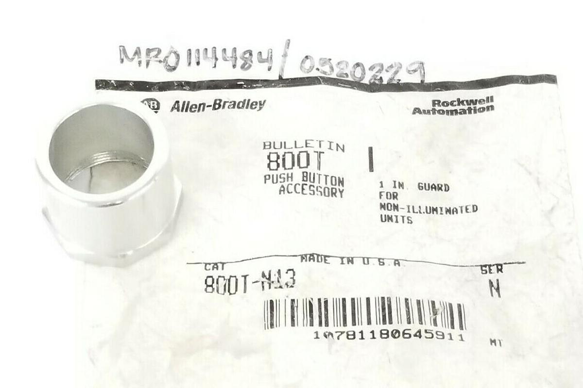 Used NEW ALLEN-BRADLEY 800T-N13 PUSHBUTTON GUARD, SERIES N, 1 INCH, 800TN13