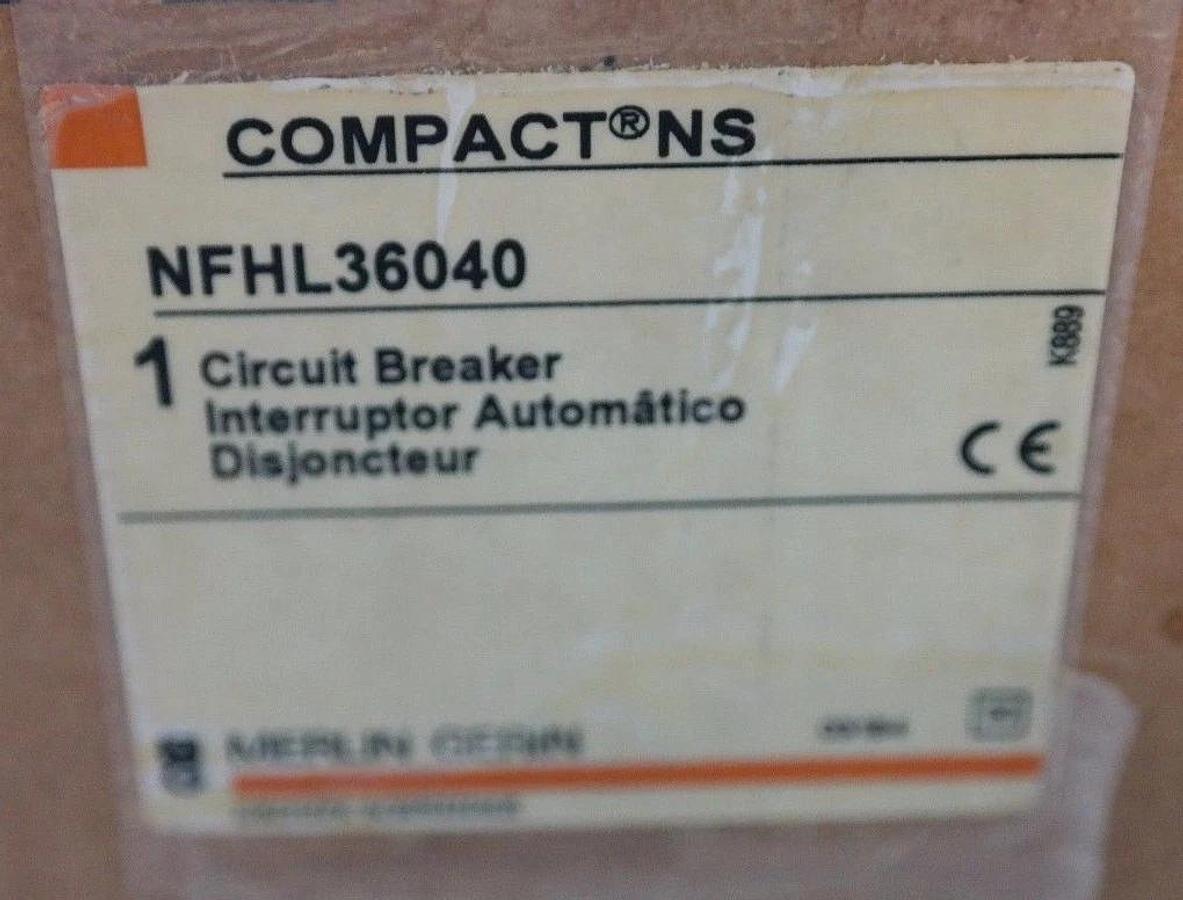 Used NIB MERLIN GERIN NFHL36040 MOLDED CASE CIRCUIT BREAKER 40A, 3P, 240/480V