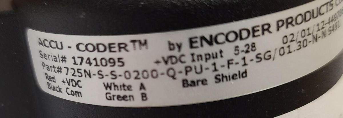 NEW ACCU-CODER 725 SHAFT ENCODER 725N-S-S-0200-Q-PU-1-F-1-SG/01.30-N-N S491