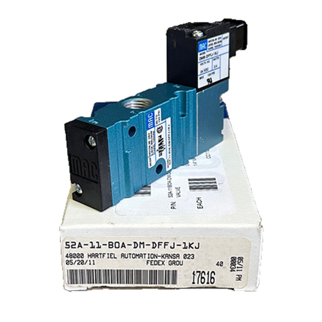 Used NEW MAC 52A-11-BOA-DM-DFFJ-1KJ / 52A11BOADMDFFJ1KJ 3-WAY SOLENOID VALVE 24VDC