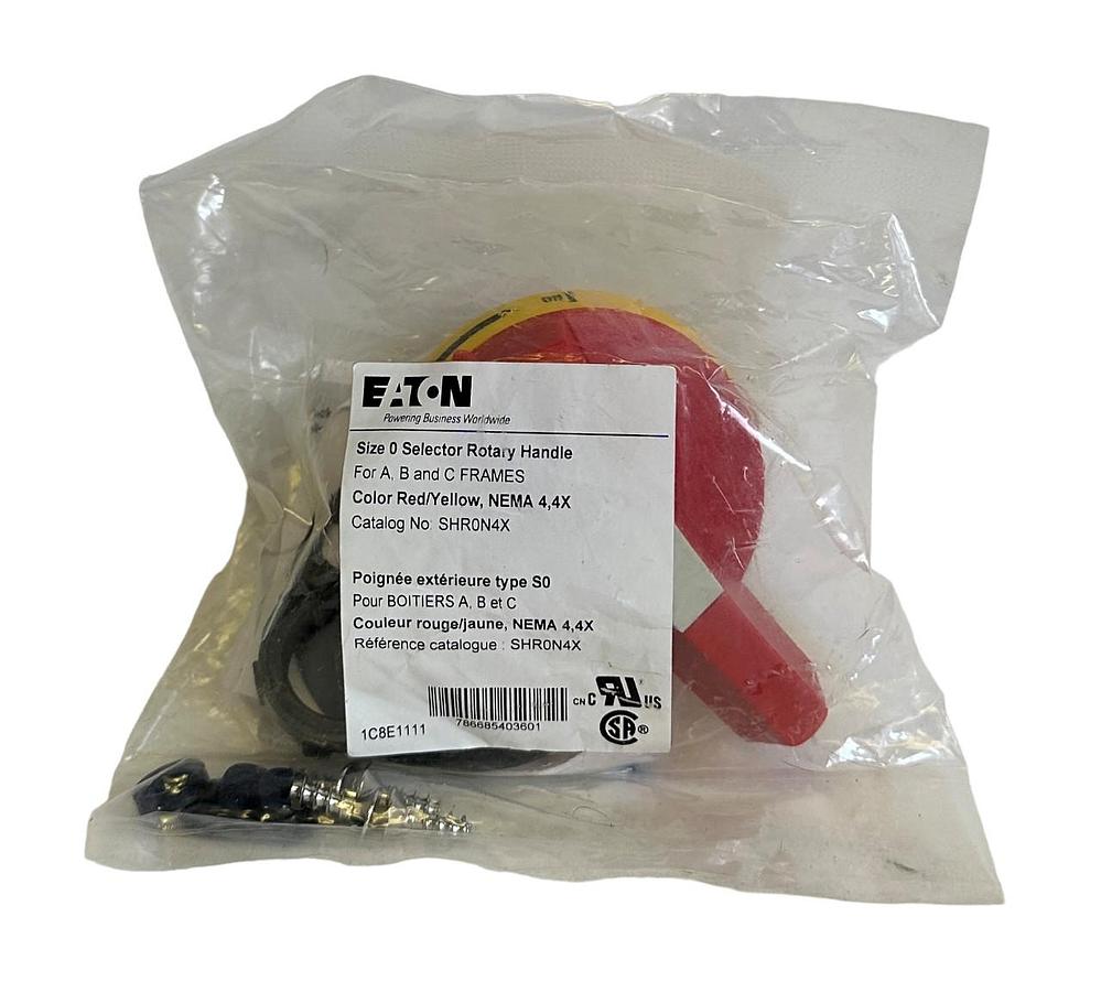 Used NEW EATON SHR0N4X SIZE 0 SELECTOR ROTARY HANDLE FOR A,B,C FRAMES RED/YELLOW 4,4X