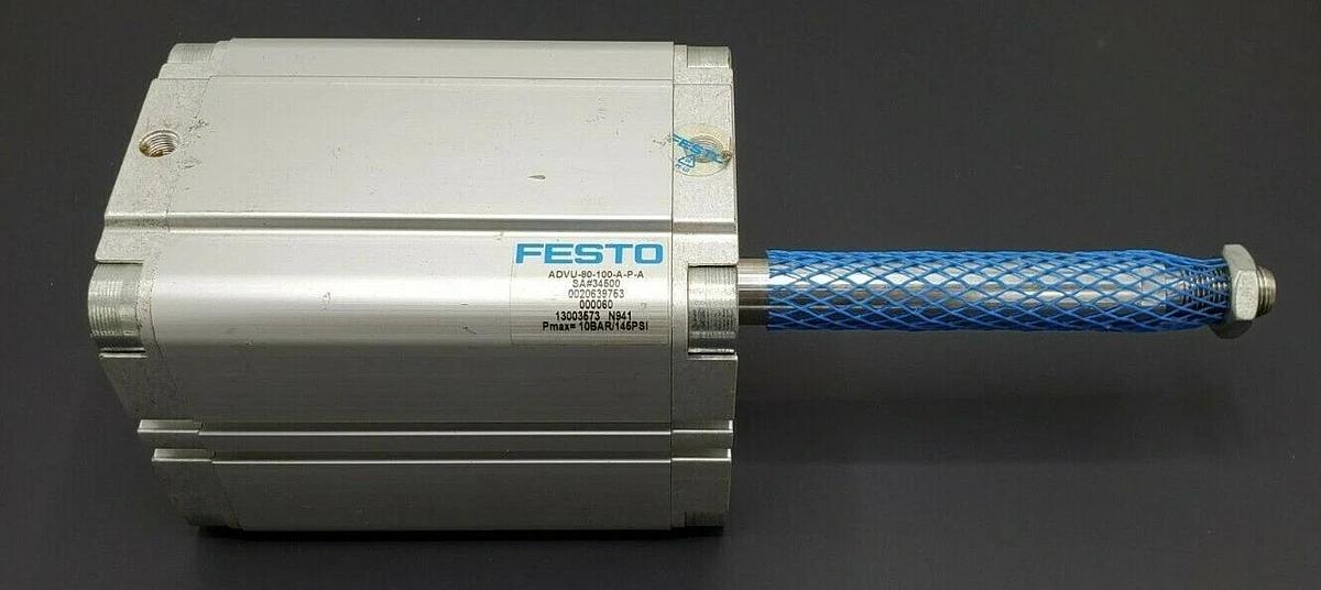 Used FESTO ADVU-80-100-A-P-A COMPACT CYLINDER 80MM BORE X 100MM STROKE ADVU80199APA